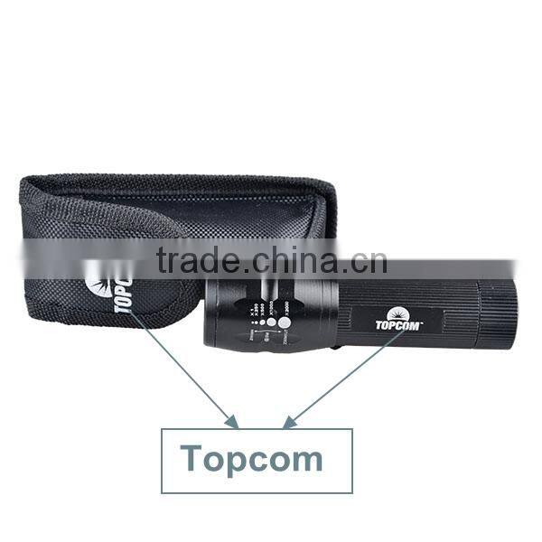 3W XPE Zoomable Ultra Bright Rechargeable Aluminium LED Torch Light Police Flashlight