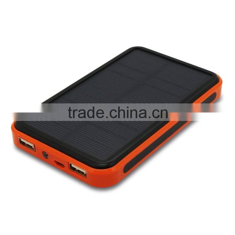 2016 dual usb waterproof solar power bank 10000mah