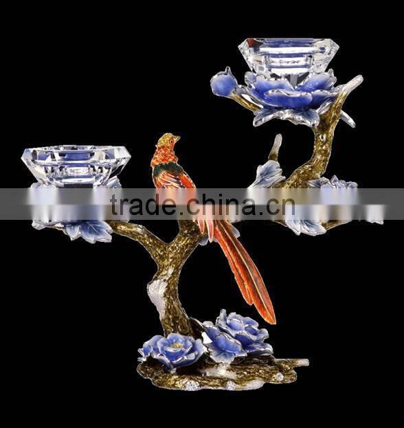 2014 New Design, Crystal/Glass Candle Holder with Enamel for Newly Weds
