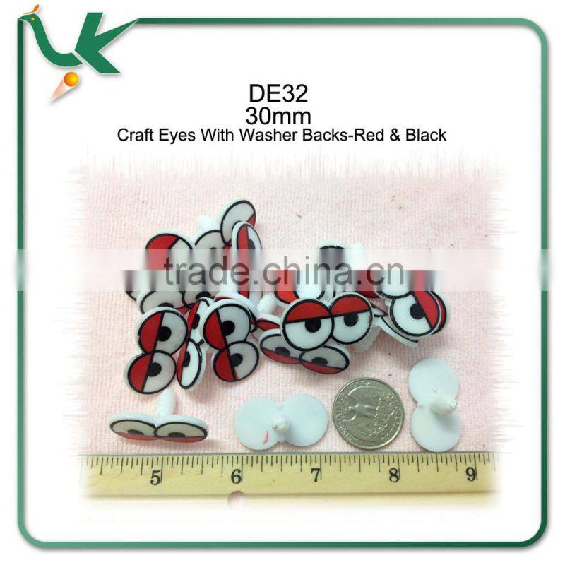 30mm Craft Eyes Toy eye Red Sleepy Doll Eyes With Washer Backs