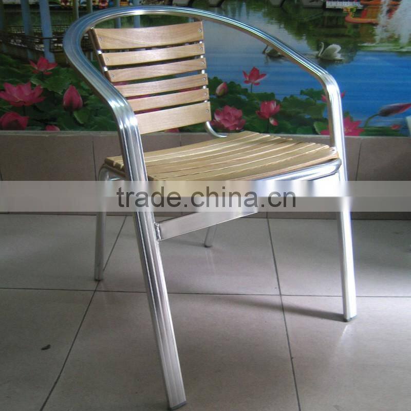 aluminum furniture modern design relaxing wooden stacking garden chair YC050
