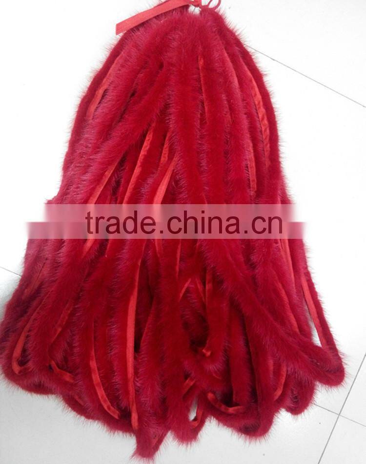 China Wholesale Dye Mink Fur Strip / Fur Collar / Real White Mink Fur Trimming