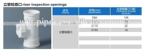Manufacture Water Supply Plastic Pvc Water Pipe/ PVC fitting / riser inspection opening