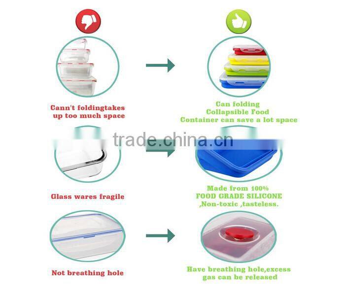 Silicone Collapsible Food Storage Containers - Folding Food Storage 4 Different Sizes Lunch box