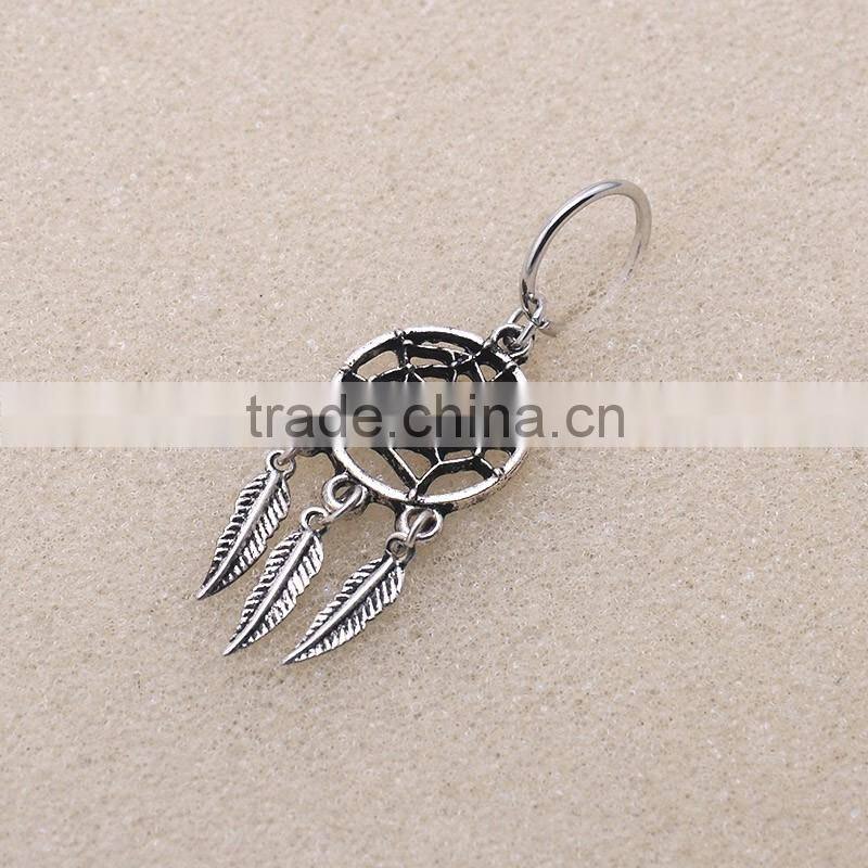 Ethnic Style Jewelry Womens Hollow Leaf Tassel Silver Dreamcatcher Rings Design