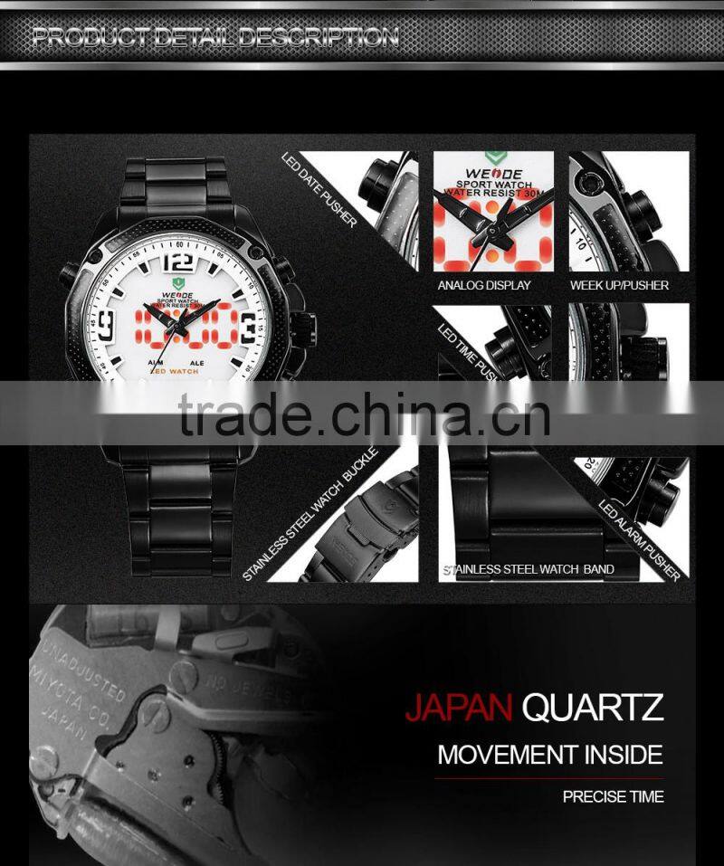 WEIDE Military trendy watches water resistant watch 30m description of Wrist watch Alarm LED large digital timer WH2306