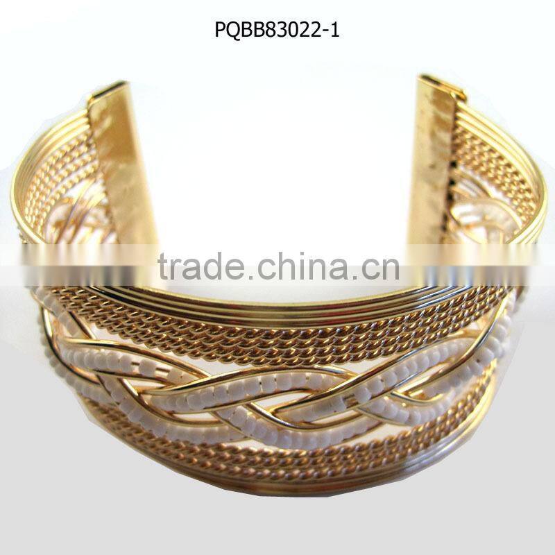 2015 newest design texture red seed bead woven cuff bangle bracelet