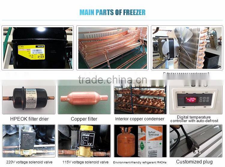 Air cooler with double sliding glass doors for ice cream