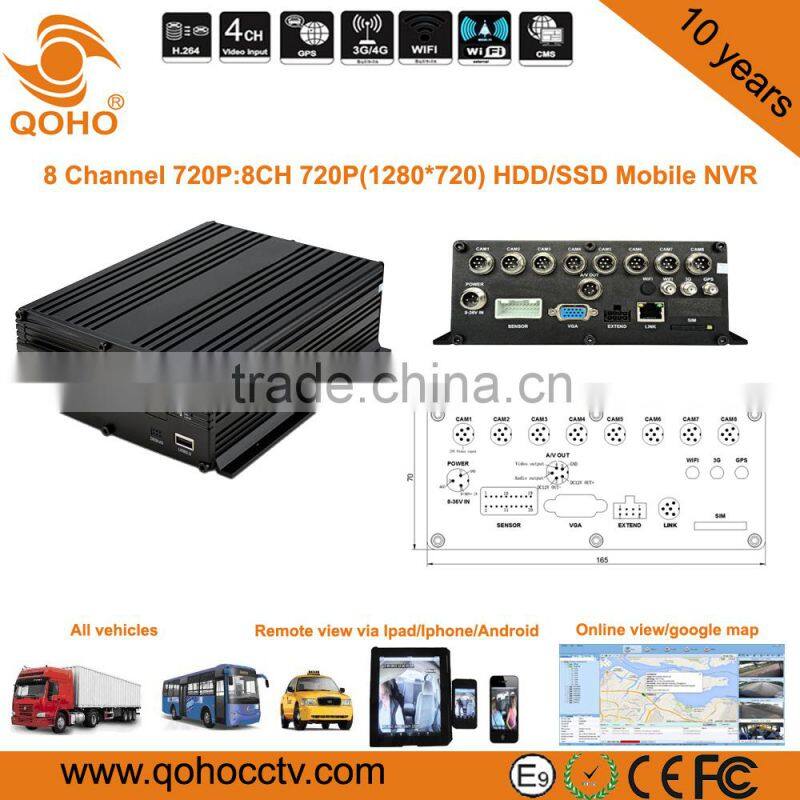 720P Mobile NVR ,GPS,3G, WIFI, 8-channel MNVR