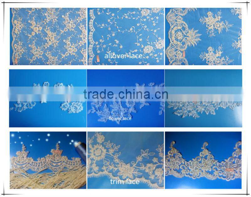 Beaded French Lace Fabric For Wedding