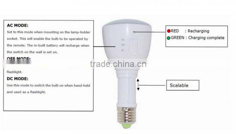 wholesale E27 emergency led light bulbs 4W 6W rechargeable led bulb