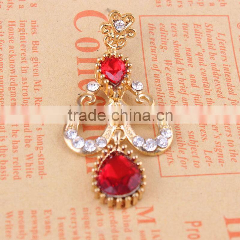 2015 hot sale Red Crystal alloy Earrings