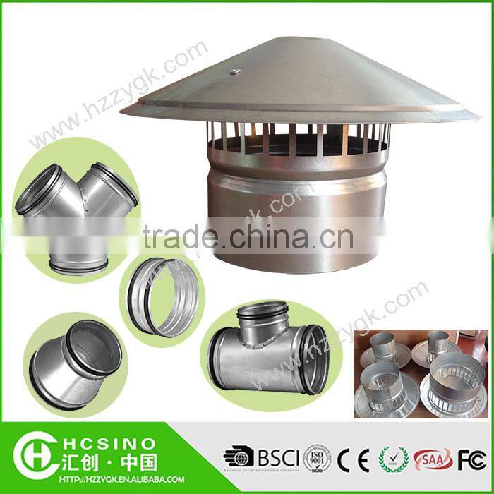 Ducting Fitting Galvanized Steel Y Tee, 3-Way Tube Duct Fitting Connector