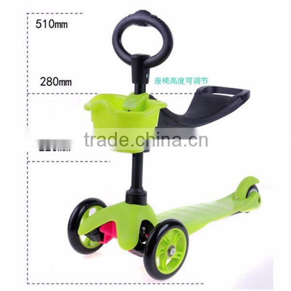 3 in1mini baby foot scooter with adjustable seat and O-Bar, Cheap kids kick scooter for 1-8 ages