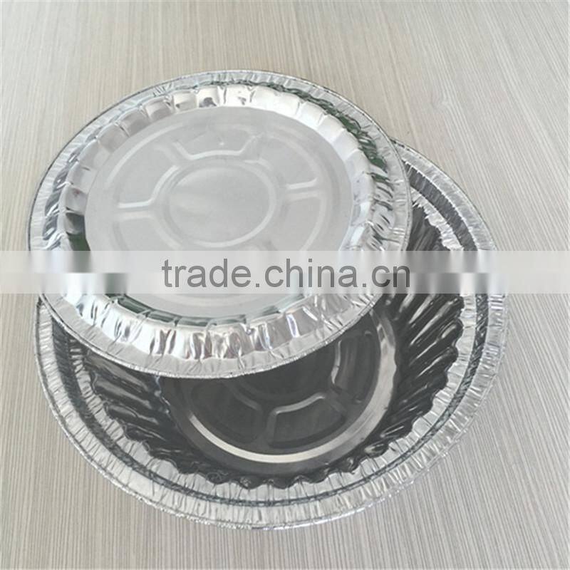 Recyclable aluminum foil lunch box with foil lids, round salad container takeaway