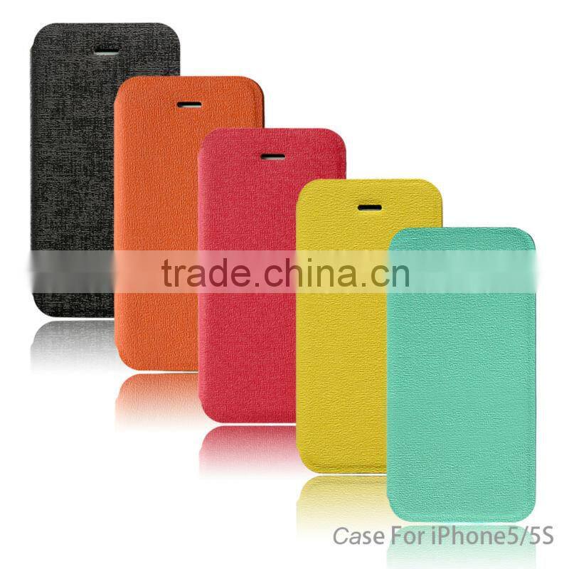 2014 solid color book type smartphone case for iphone 5