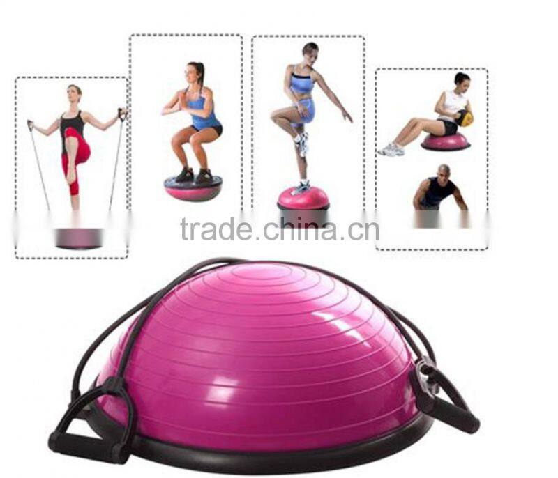 Yoga Fitness Ball Balance Trainer Balancing Ball Half With Resistance Band Inflator Pump Gym Trainer Ball