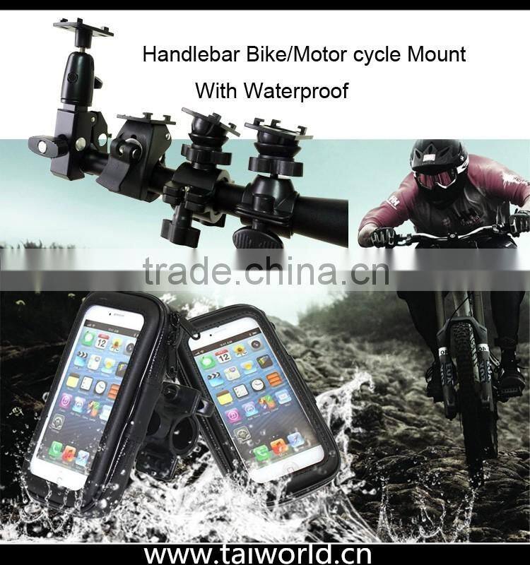 Waterproof Zipper Case Bag Motor Bike Bar Mount for Smartphone and small GPS