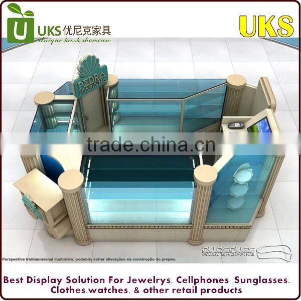Wooden Jewelry Shop display kiosk/gemstone display kiosk in mall