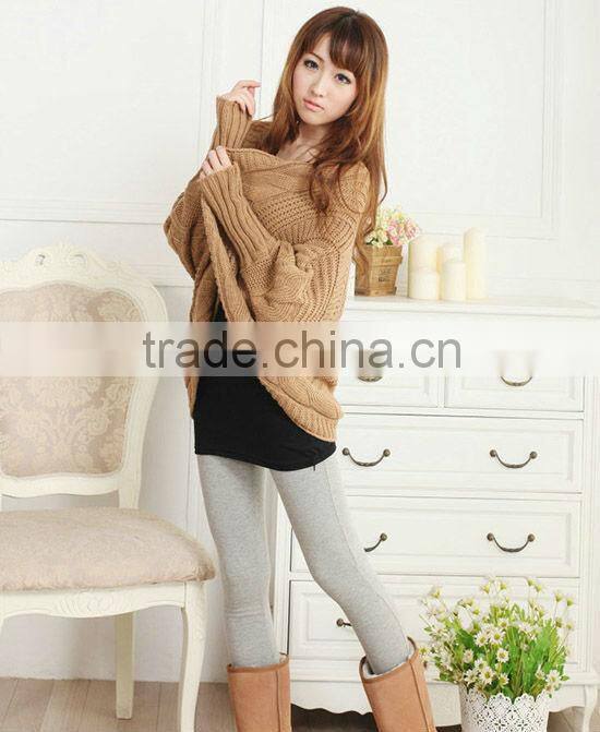 12STC0665 bat-wing sleeve womens knitted sweater poncho