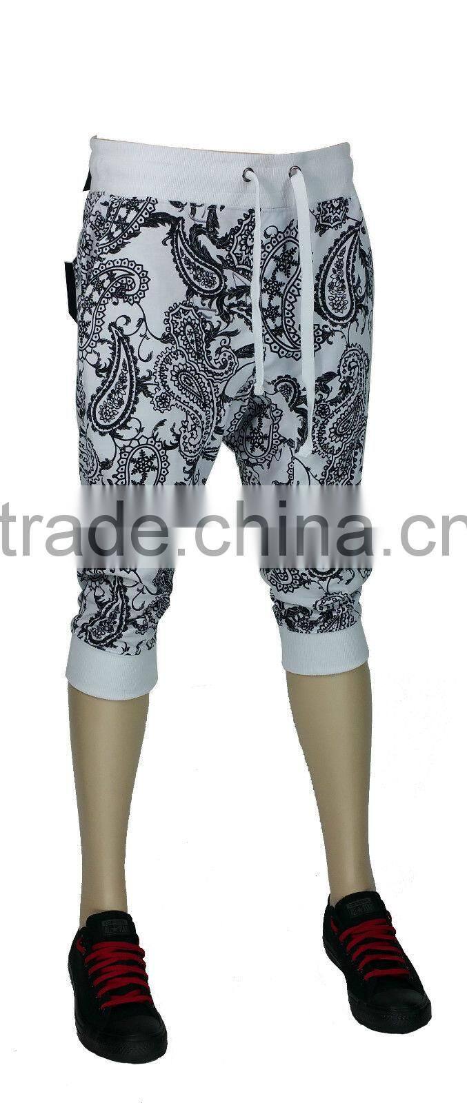 Mens bandana print french terry jogger shorts