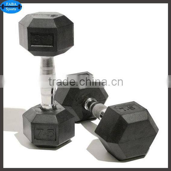 Hexagonal Rubber Coated Dumbbells