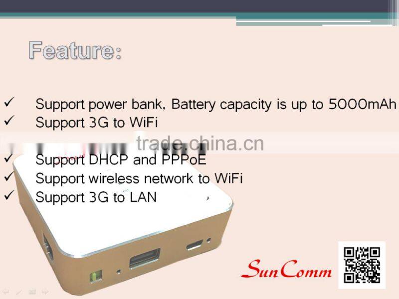 SC-4363-3GR wholesale pocket sim card 3G AP Router with power bank