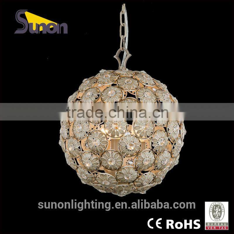 2014 round ball 3 lights electroplate chrome pendant lamp