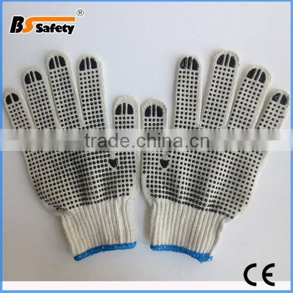 BSSAFETY double PVC dotted cotton knitted hand job gloves