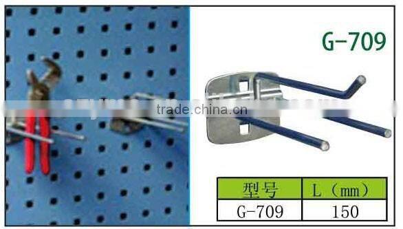 G-709|Durable hook for 10mm*10mm square hole plate|Zinc plated metal hook|Anti-rust hook for tools storage