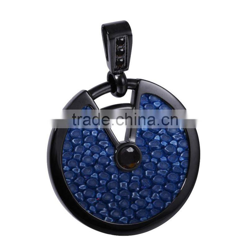 Genuine stingray leather and stainless steel hidden camera pendant fancy pendant designs for girls, big stone pendant design