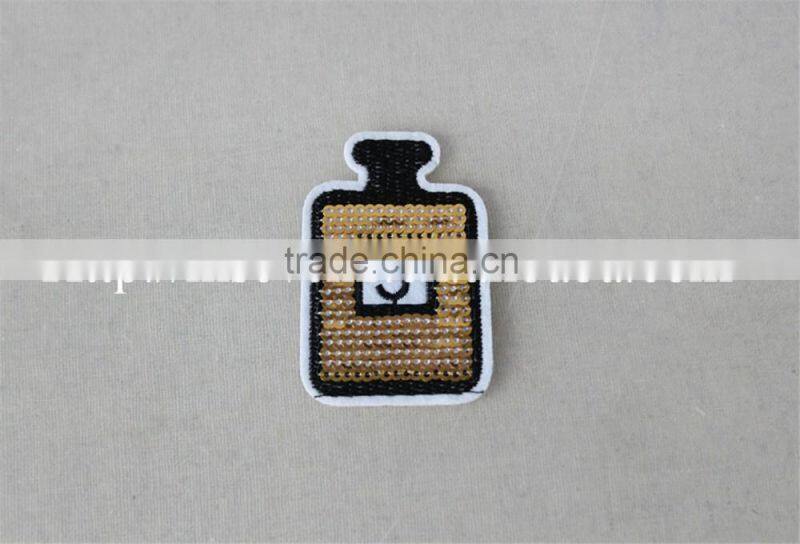 sequin material embroidery polyester hydrogel patch sew on embroidery letter patches for hat