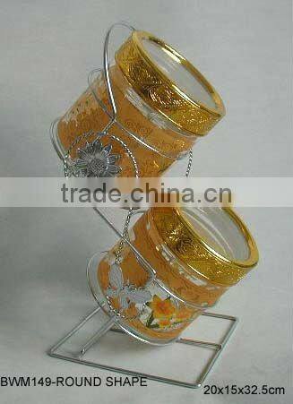 5pcs glass jar with silver rack+golden decal