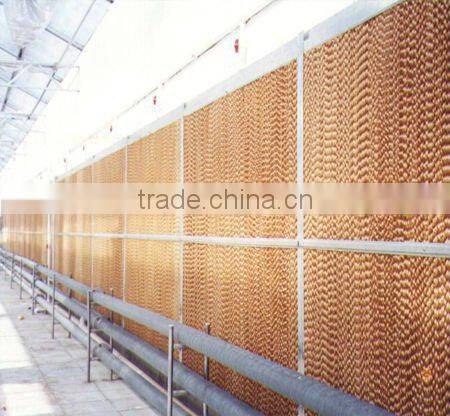 Green house using coolong pad or wet curtain