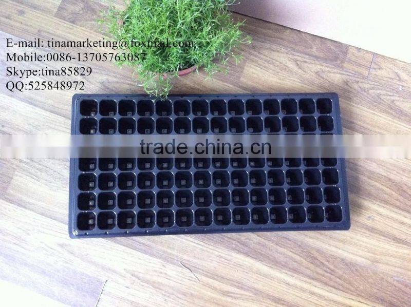 Custom High Quality Black Shining 98 Cell Plastic Nursery Pots Seed Trays for flower propagation