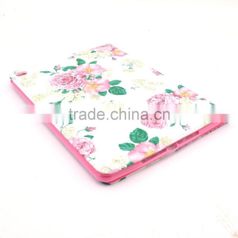 Elegant Leather Case For iPad 6 air 2 ,Flower Printing Case For Tablet IPad 6