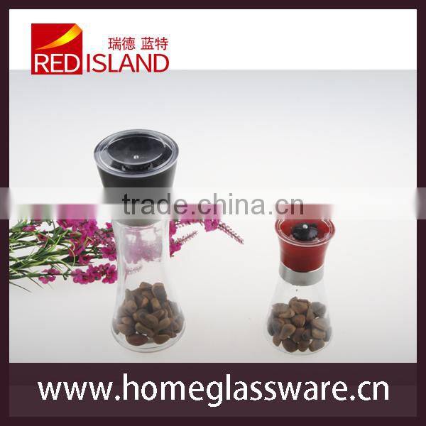 wholesale glass spice bottle with grinder lid glass grinder