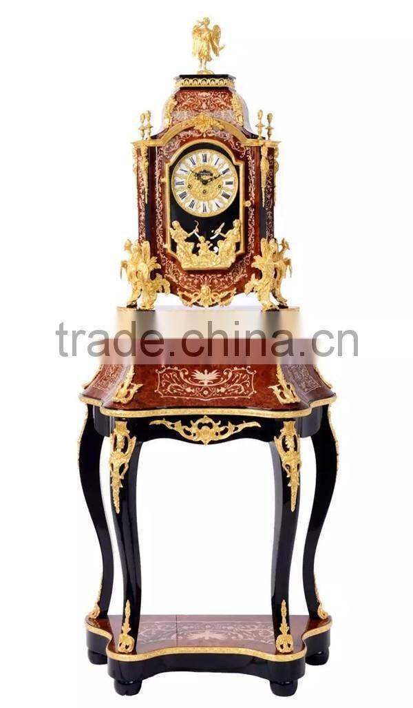 European Style Antique Wooden Table clock With Table, Luxury Brass Mouthed Clock For Home Decor