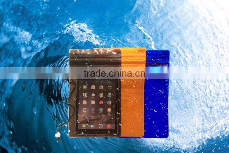 Eco-friendly waterproof plastic bag,PVC waterproof tablet bag with lanyard
