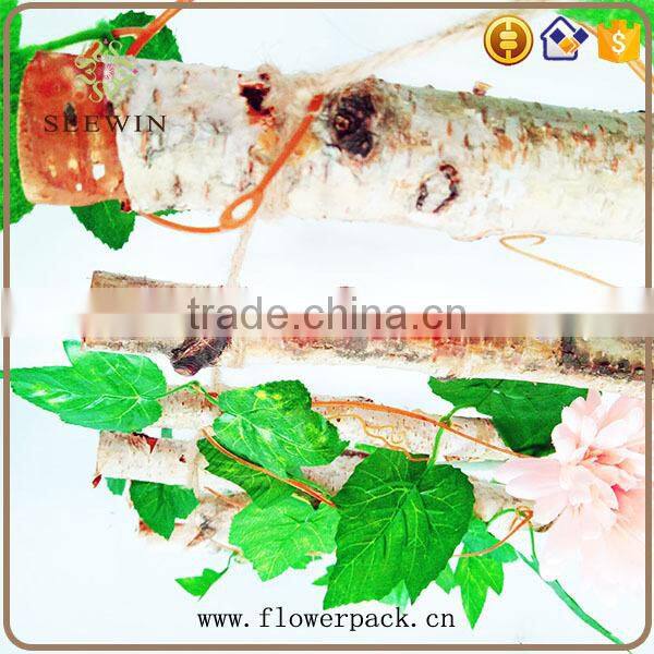 The rural custom festival decorates birch hemp rope ladder