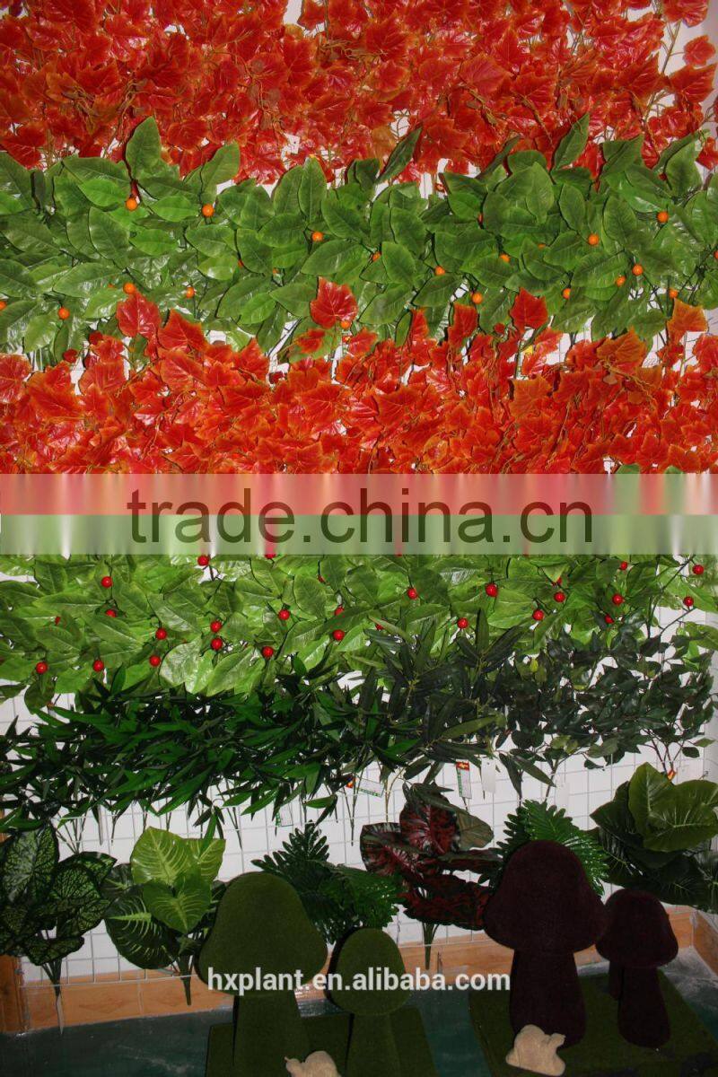 plastic artificial grape red leaves for home decoration
