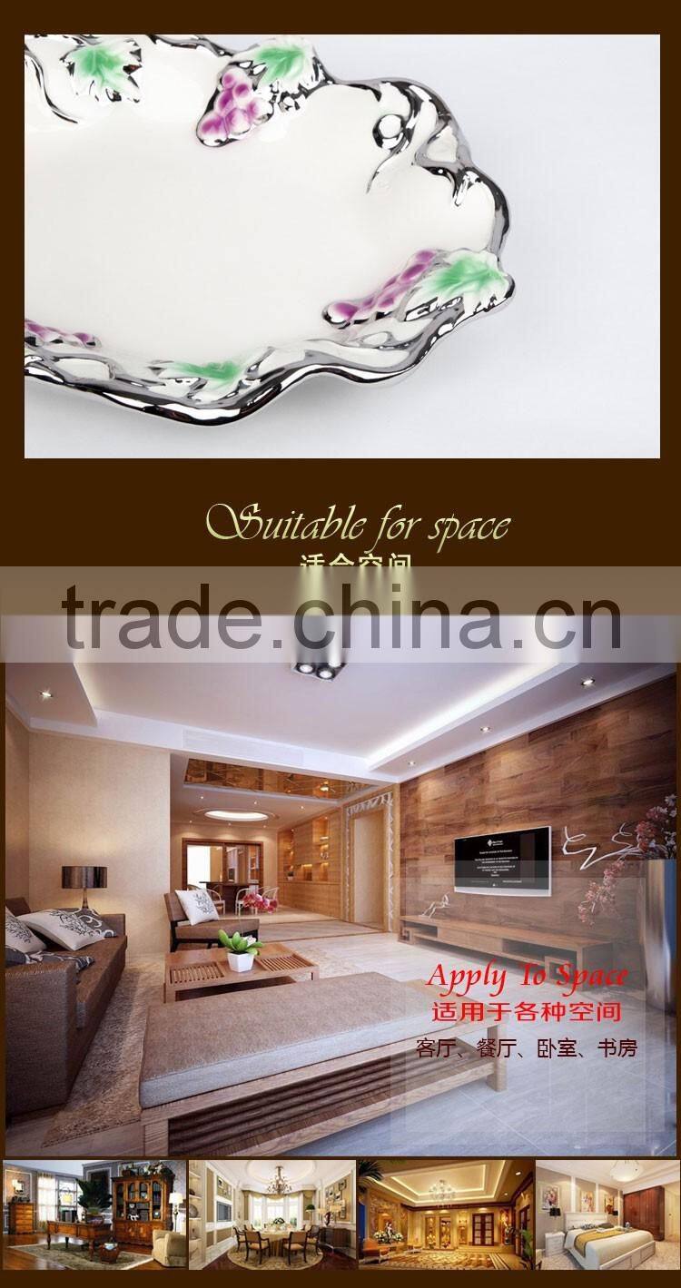 Stock plate and dish ,Fashion Golden Ceramic Decorative Cheap Big Ceramic Plate