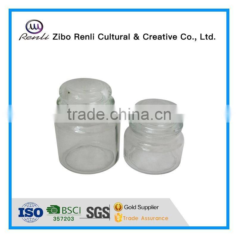 Clear Airtight Round Decorative Glass Storage Jar with Glass Lid