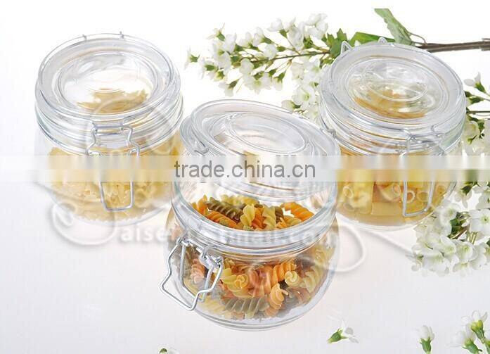 bonbonniere plain clear airtight glass jars with metal clip
