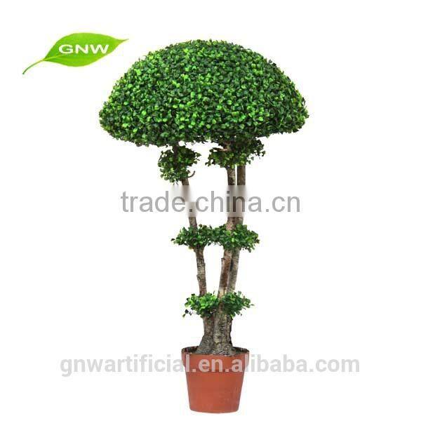 BOX1023 GNW Artificial Spiral Boxwood Topiary Tree in Plastic Pot Green for Home garden decoration