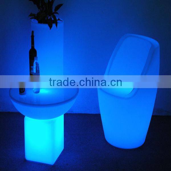 Plastic materia leisure led restaurant club bar used led sofa /comfortable single seater led chair
