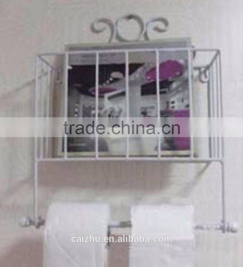 Iron Art Black and White Magazine Rack with Tissue Holder