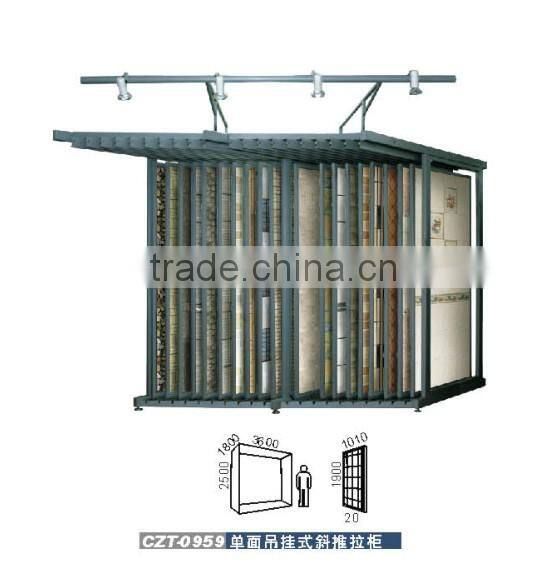 Customized free standing floor tile display rack/stand with Poster & Info. Holder