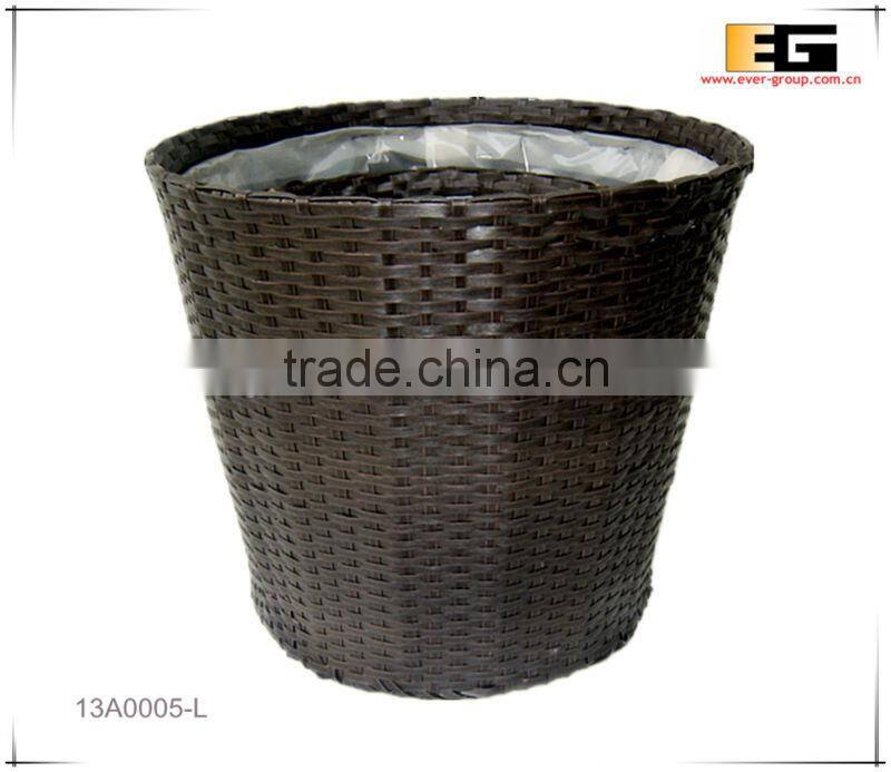 Round PE/Plastic rattan with liner deco basket