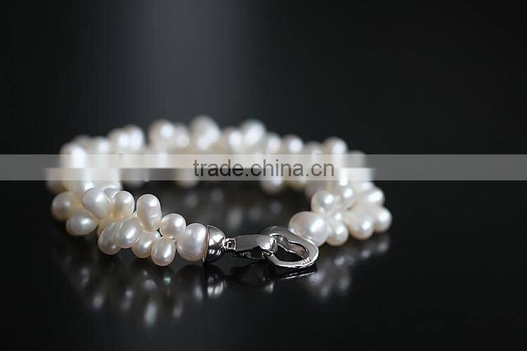wholesale 7-8 mm white rice shape freshwater pearl bracelet